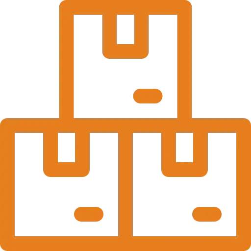 Ikon af tre stablede flyttekasser for opbevaring af inventar